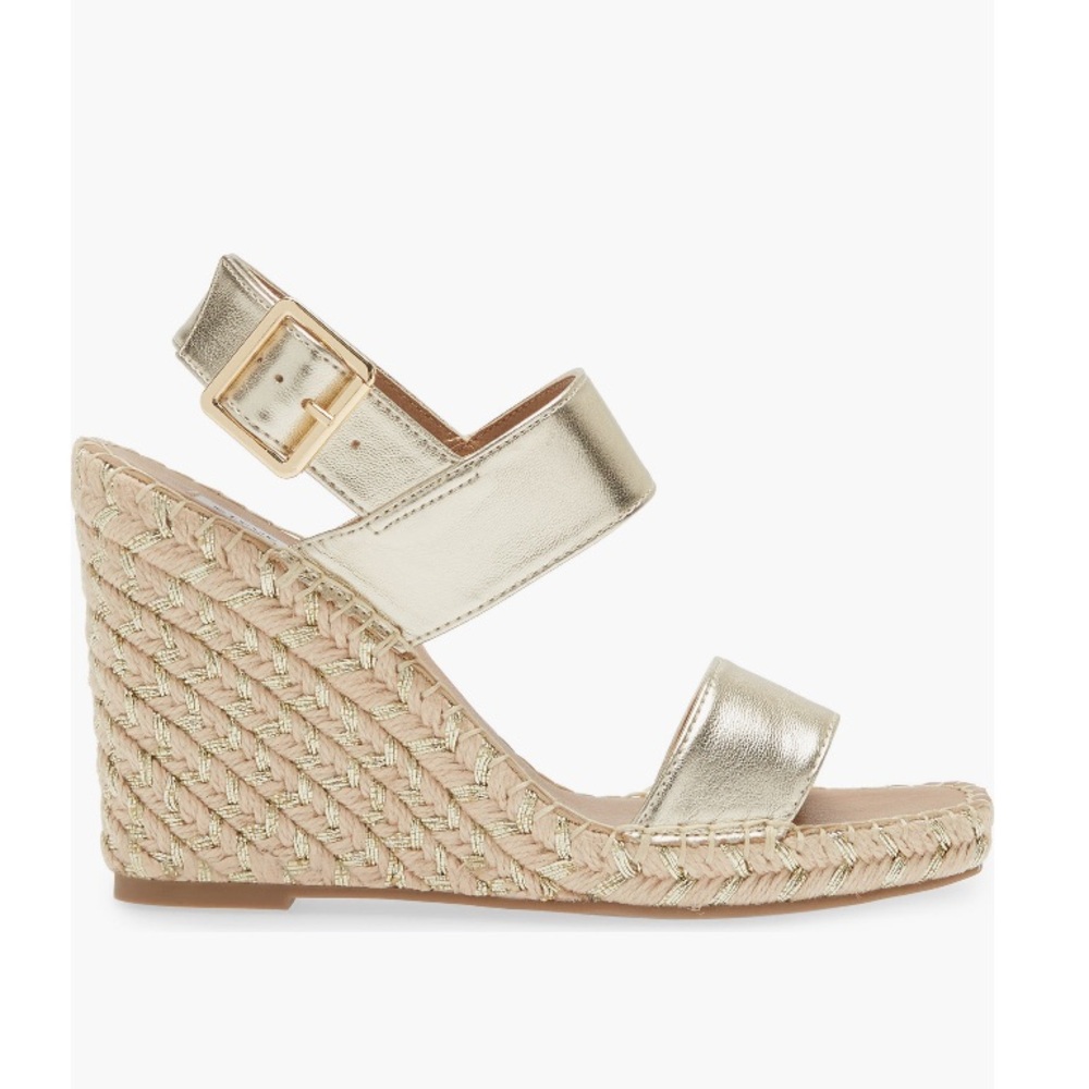 Steve Madden Gold & Tan Imply Espadrilles Wedge Sandals Women’s Size 9 - Picture 4 of 14